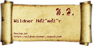 Wildner Hümér névjegykártya